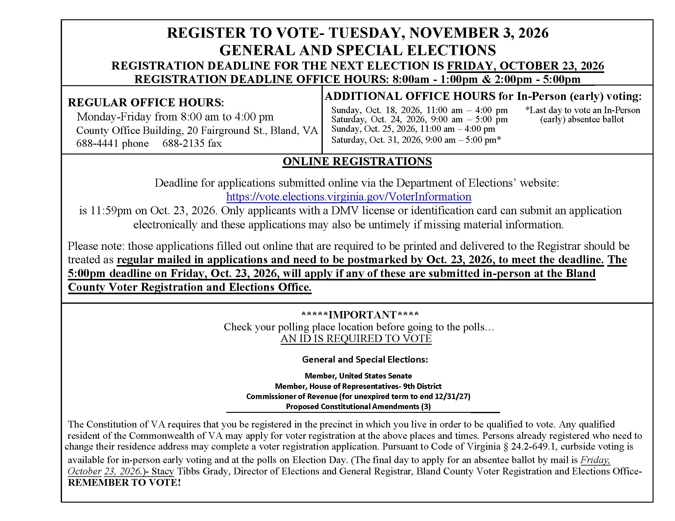 Registration Reminder Ad- Deadline & Absentee_110326